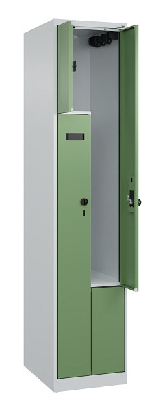 C+P Z-Spind Evolo PLUS, 2 Fächer, 1850x400x500mm, 7035/6011, Drehriegel, 049003-122 S10006