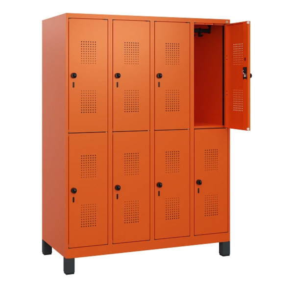 C+P Doppelstöckiger Spind Evolo PLUS, Füße, 8 Fächer, 1630x1200x500mm, 2004/2004, Drehriegel, 0493105-40 S10030
