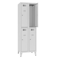 Eurobox Garderobenspind, 2 Abteile 4 Fächer, 300 mm, mit Füßen, 0201-030202