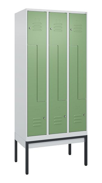 C+P Z-Spind Classic PLUS, Gestell, 6 Abteile, 2120x900x500mm, 7035/6011, Zylinderschlösser, 0800337-306 S10021