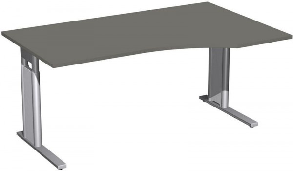 geramöbel PC-Schreibtisch rechts höhenverstellbar, C Fuß Blende optional, 1600x1000x680-820, Graphit/Silber, N-647311-GS