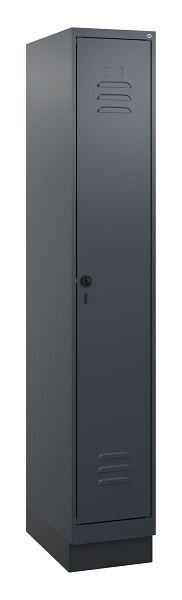 C+P Umkleidespind Classic PLUS mit Mitteltrennwand, Sockel, 1800x300x500mm, 7016/7016, Drehriegel, 0800207-10F S10012