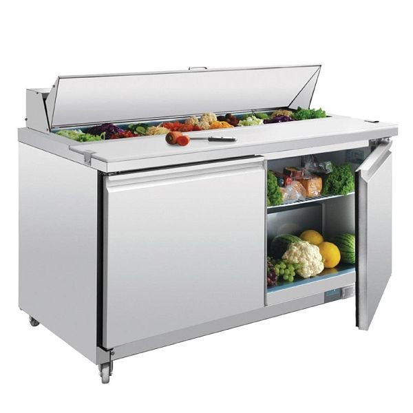 Polar U-Serie Doppeltür Saladette mit Vorbereitungstheke und Kühlschrank 527 Liter 2-türig, GD883