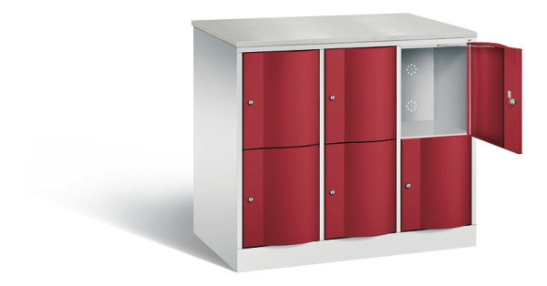 C+P XL-Schließfachschrank Resisto, H1077xB1148xT640mm, Farbe: Lichtgrau / Rubinrot, 8472-373 S10074