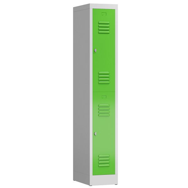 Lüllmann ClassiX Garderobenschrank, 1 Abteil doppelstöckig, 1800 x 310 x 500 mm, lichtgrau/gelbgrün, X-520215