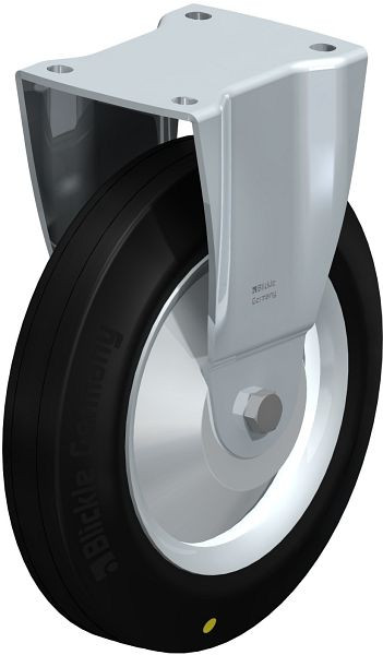 Blickle BH-V 252R-EL-FA Stahlblech-Bockrolle, Schwerlast-Ausführung, mit Anschraubplatte, Vollgummi, Schwarz, 849833