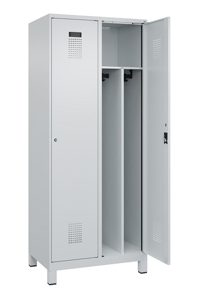 C+P Spind Evolo PLUS, mit Füßen, 2 Abteile, 1950x800x500mm, 7035/7035, Verschluss Zylinderschloss, 049010-22F S10040