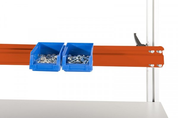 Manuflex ESD-Boxenträgerschiene für Alu-Aufbauportal, in Rotorange RAL 2001, BxTxH = 1196 x 2 x 100 mm, Rotorange, LZ8328.2001