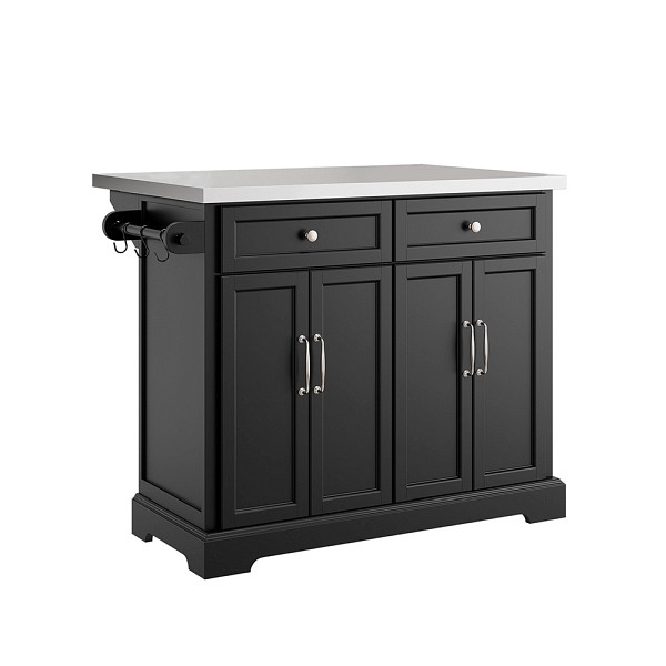SoBuy Kücheninsel mit zwei Schubladen Schwarz 107x71x92cm, Klassisch, FKW71-II-SCH