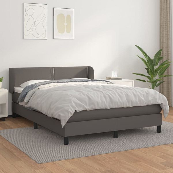 vidaXL Boxspringbett mit Matratze Grau 140x200 cm Kunstleder, 3127257
