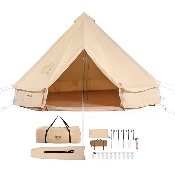 VEVOR Canvas-Glockenzelt 3 m/9,8 Fuß 4-Jahreszeiten-Canvas-Zelt für Camping mit Herdanschluss, FBZXZP3MMGBZ2X4C2V0