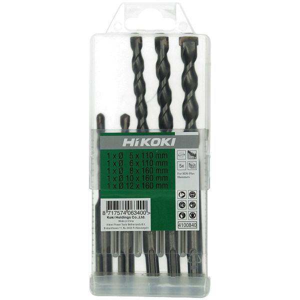 HiKOKI Hammerbohrerset SDS-Plus basic 2-Schneider (5-teilig) 5/6 x 110 mm 8/10/12 x 160 mm, 4100840