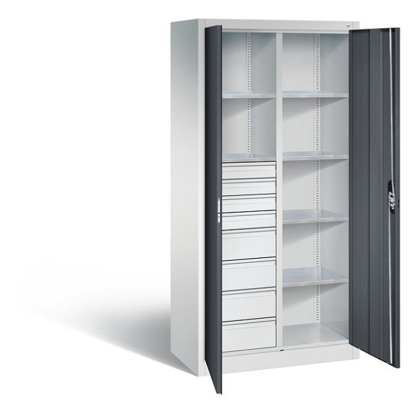 C+P Werkzeugschrank Acurado, H1950xB930xT500mm, Farbe: Lichtgrau / Schwarzgrau, Muldengriff, 8921-305 S10281