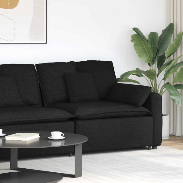 vidaXL Modulares Sofa Endmodul mit Armlehne Kissen Schwarz 100 cm, 4104389