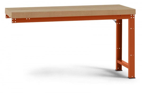 Manuflex Anbauwerkbank PROFI Standard mit Multiplexplatte, BxTxH = 1500 x 700 x 850 mm, Rotorange, WP4015.2001