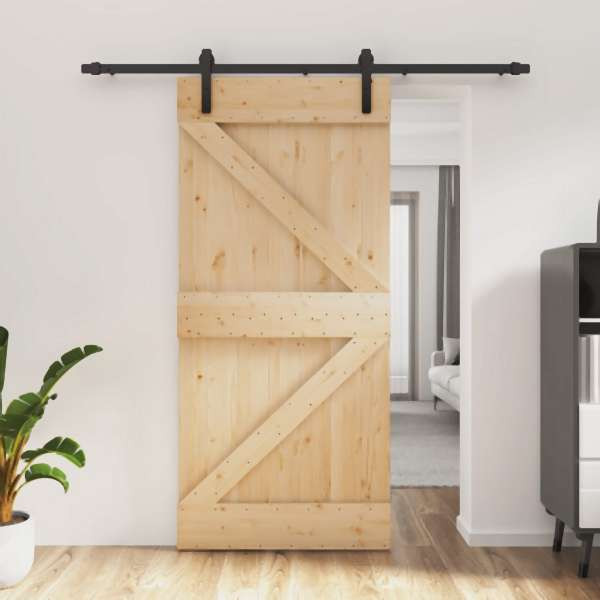 vidaXL Schiebetür mit Beschlag 95x210 cm Massivholz Kiefer, 3202985