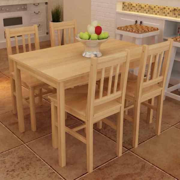 vidaXL Esstisch Holztisch mit 4 Holzstühlen Esszimmerset Essgruppe, 241220