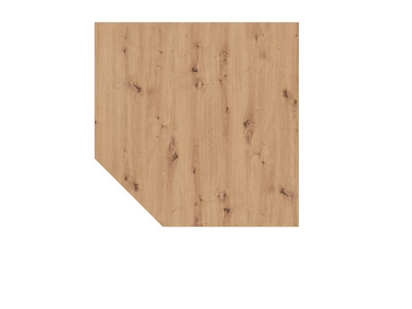 Hammerbacher Verkettungsplatte HT12, 120 x 120 cm, Platte: Asteiche, 25 mm dick, Quadratform mit abgeschrägter Ecke, Stützfuß in Silber, VHT12/R/S