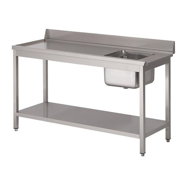 Gastro M Spültisch für Geschirrspüler kleines Becken rechts 140cm lang, DS463