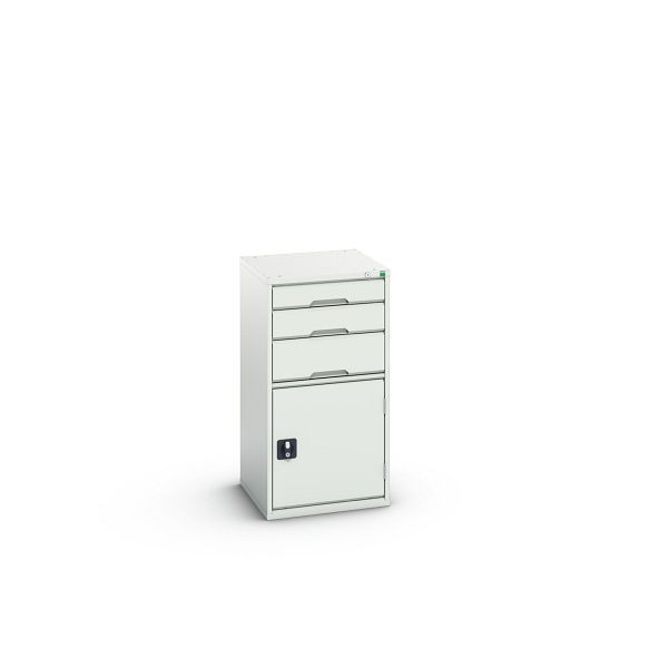 bott verso Schubladenschrank mit Flügeltür, mit 3 Schubladen und Fachboden, BxTxH: 525 x 550 x 1000 mm, Lichtgrau / Lichtgrau, 16925061.16