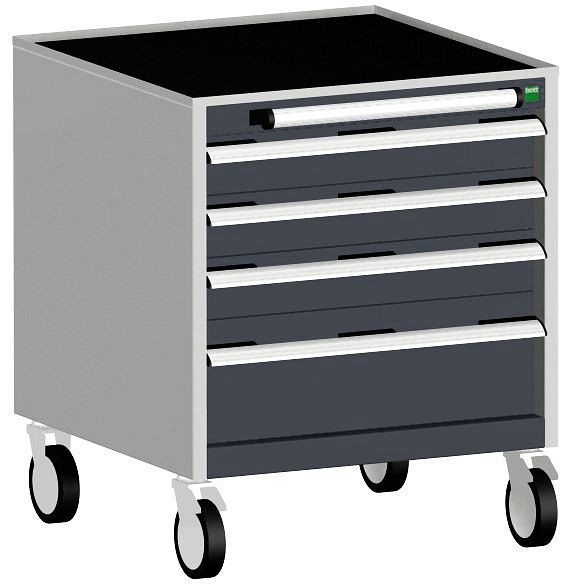 bott cubio Schubladenschrank mobil bestückt mit 4 Schubladen BxTxH: 650 x 650 x 780 mm, RAL 7035/7016, 40402023.19V