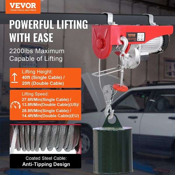 VEVOR 2-in-1 Elektrische Seilwinde 498,95 Kg – Se Produktbild-Vorschau 2