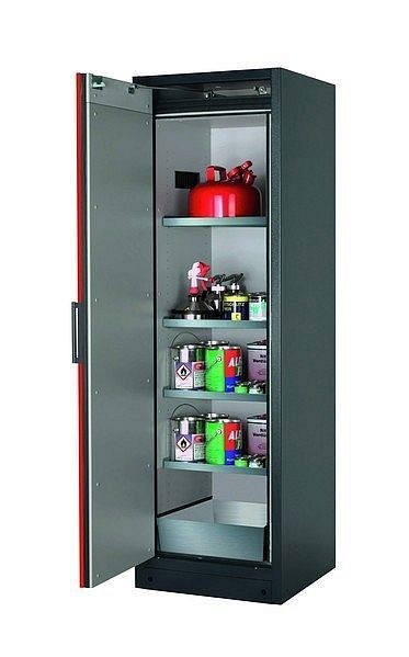 asecos Sicherheitsschrank Q-CLASSIC-90, Q90.195.060 in verkehrsrot RAL 3020 mit 4x Fachboden (Edelstahl), 30072-046-30084