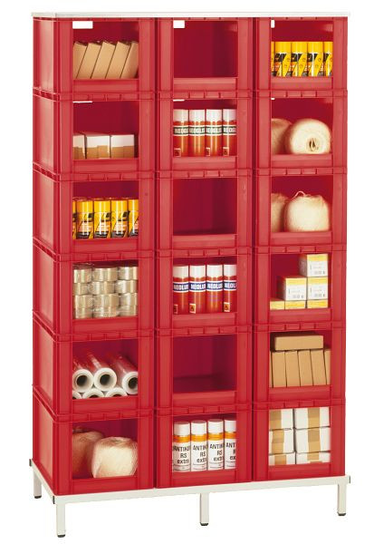 LA-KA-PE TR 18-0, Transport-Stapelkasten-Regal, 2040 x 1215 x 607 mm, Kästen in grau, 07320 20 05