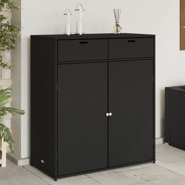 vidaXL Gartenschrank Schwarz 105x55x113 cm Poly Rattan, 365563