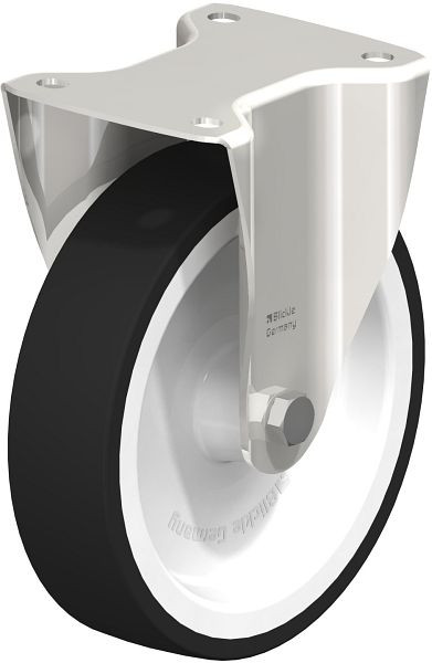 Blickle BX-POTH 200G Edelstahl-Bockrolle, mittelschwere Ausführung, mit Anschraubplatte, Thermoplastisches Polyurethan, Grau, 25882