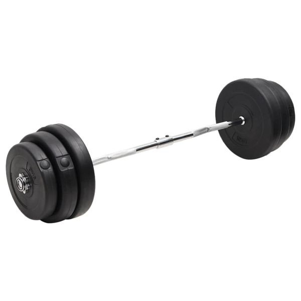 vidaXL Curlstange mit Gewichten 90 kg, schwarz, verchromter Stahl, 3145022