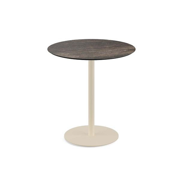 Feros Urban Terrassentisch Sand gestell + Riverwashed Wood HPL Ø70 cm, 130031470