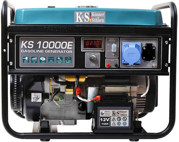 Könner & Söhnen 8000W Benzin E-start Stromerzeuger, 1x16A(230V)/1x32A(230V), 12V, Voltregler, Ölmangelsicherung, Überspannungsschutz, Anzeige, KS 10000E