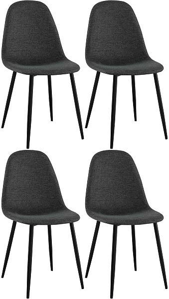 CLP 4er Set Esszimmerstühle Napier Stoff, schwarz, 318571