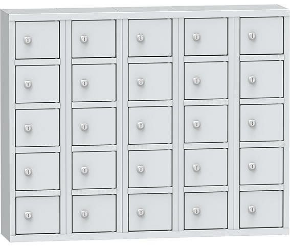 Deskin Wertfachschrank mit 25 Fächern, Korpus und Türen Lichtgrau RAL 7035, H 780 x B 975 x T 200 mm, Zylinderschloss, 358068