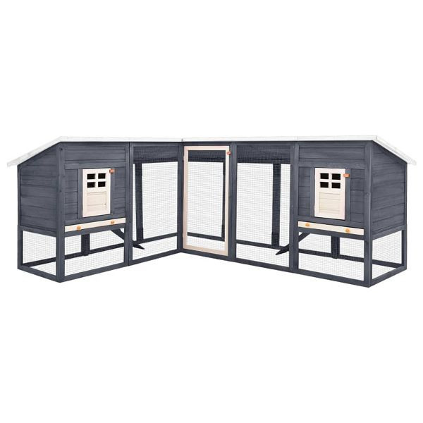 vidaXL Kaninchenstall mit Freilauf Grau und Weiß Tanne Massivholz, 170873