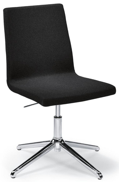 Deskin Konferenzstuhl TURN mit Gleitern, Fußkreuz Aluminium poliert Bezug Stoff Filz L, Farbe schwarz, ohne Armlehnen, 278956
