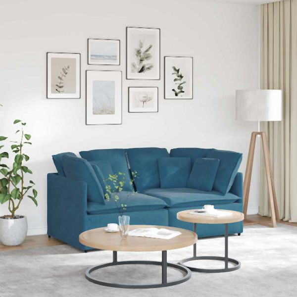 vidaXL Modulares Sofa mit Kissen Samt Blau, 3321248, 8721158642622