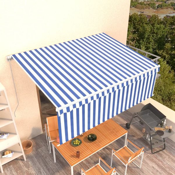 vidaXL Markise Manuell Einziehbar mit Rollo 4,5x3 m Blau & Weiß, 3069316