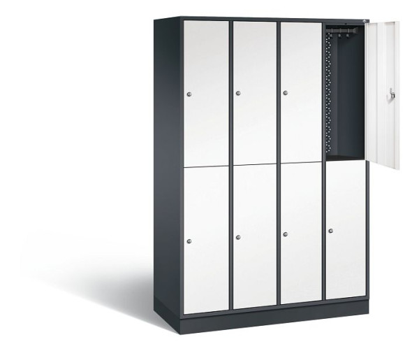 C+P Spind doppelstöckig Intro, H1950xB1220xT490mm, Farbe: Schwarzgrau / Verkehrsweiß, 8270-401 S10074