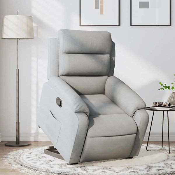 vidaXL Relaxsessel mit Aufstehhilfe Hellgrau Stoff, 3204980