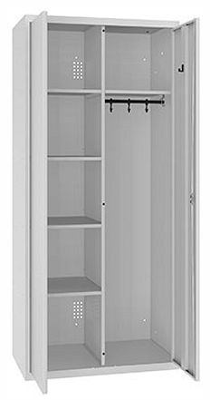 Eurobox Geräteschrank/Putzmittelschrank + 1 Kleiderfach, 2 Abteile / 5 Fächer, 1.800 x 600 x 500 mm, 0990-000061