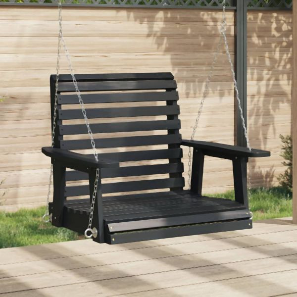 vidaXL Garten-Hängestuhl mit Metallketten Schwarz Massivholz Tanne, 4008980