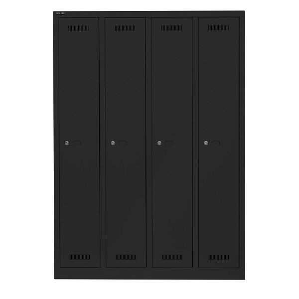 Bisley Garderobenschrank Monobloc™, 4 Abteile je 1 Fach, 133 schwarz antibakteriell, ML11Q1133