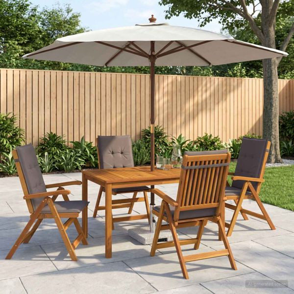 vidaXL Essgruppe für draußen mit Sonnenschirm 6-teilig Anthrazit, 3438548