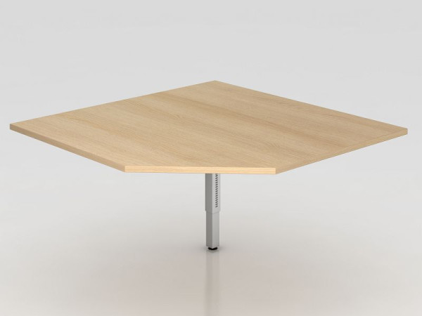 Hammerbacher Verkettungsplatte trapezförmig / Stützfuß eckig Eiche/Silber, Quadratform mit abgeschrägter Ecke, VRT12/E/S