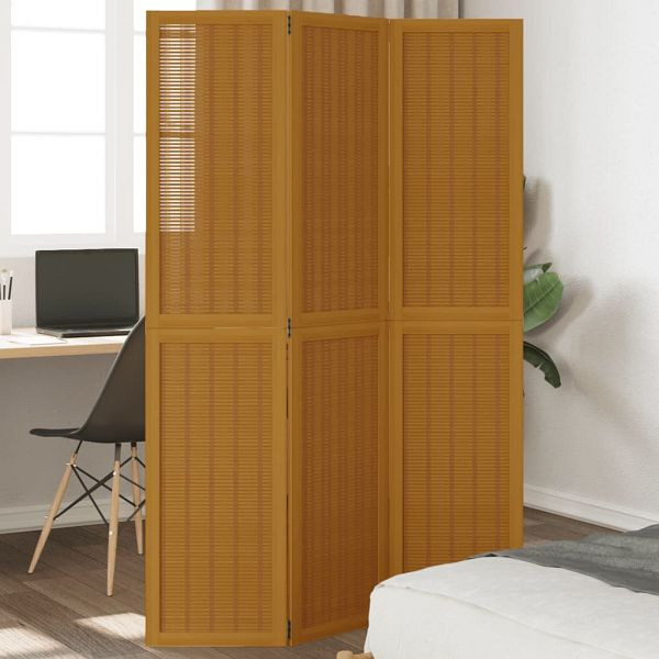 vidaXL 3-teilig Raumteiler Braun Massivholz Paulownia, 358814