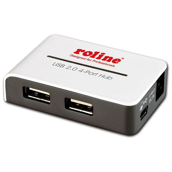 ROLINE USB 2.0 Hub "Black and White", 4 Ports, mit Netzteil, 14.02.5013