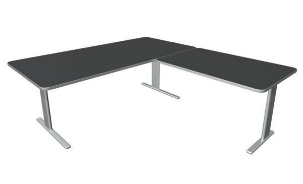 Kerkmann Schreibtisch Unic B 2000 x T 1000 x H 750 mm, Anbauelement 1000 x 600 mm, anthrazit, (Montage), 11334913-1
