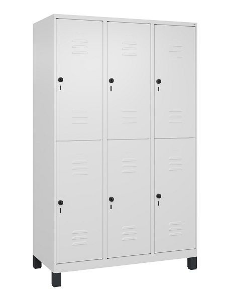 C+P Doppelstöckiger Spind Classic PLUS, Füße, 3 Abteile, 1950x1200x500mm, 9016/9016, 080310-32 S10014